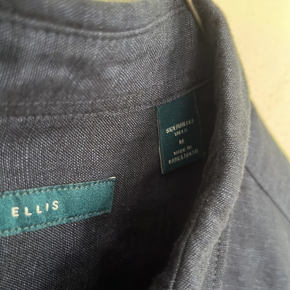 Perry Ellis Button Down Short Sleeve, Men’s Size Medium, Navy Blue, NWT, Linen - Picture 3 of 8